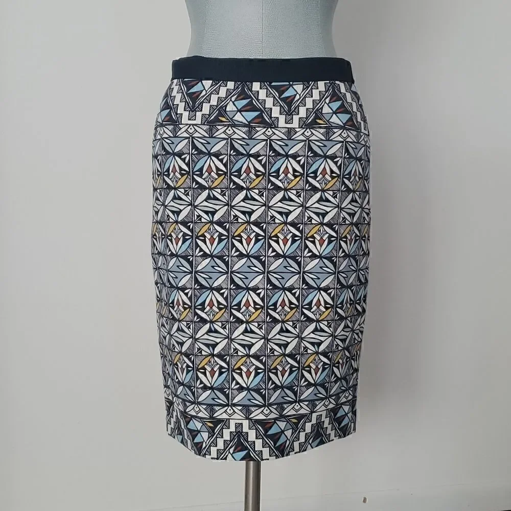 Tory Burch | Riviera Blue Acoma Stretch Geometric Skirt